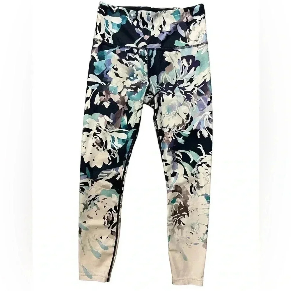 Athleta 7/8 Dark Floral Tights Size XS